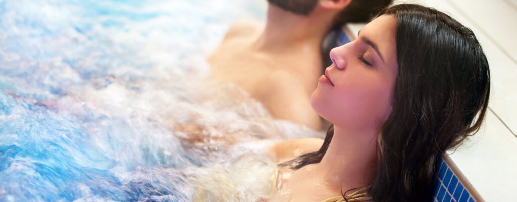 relaxing in hot tub