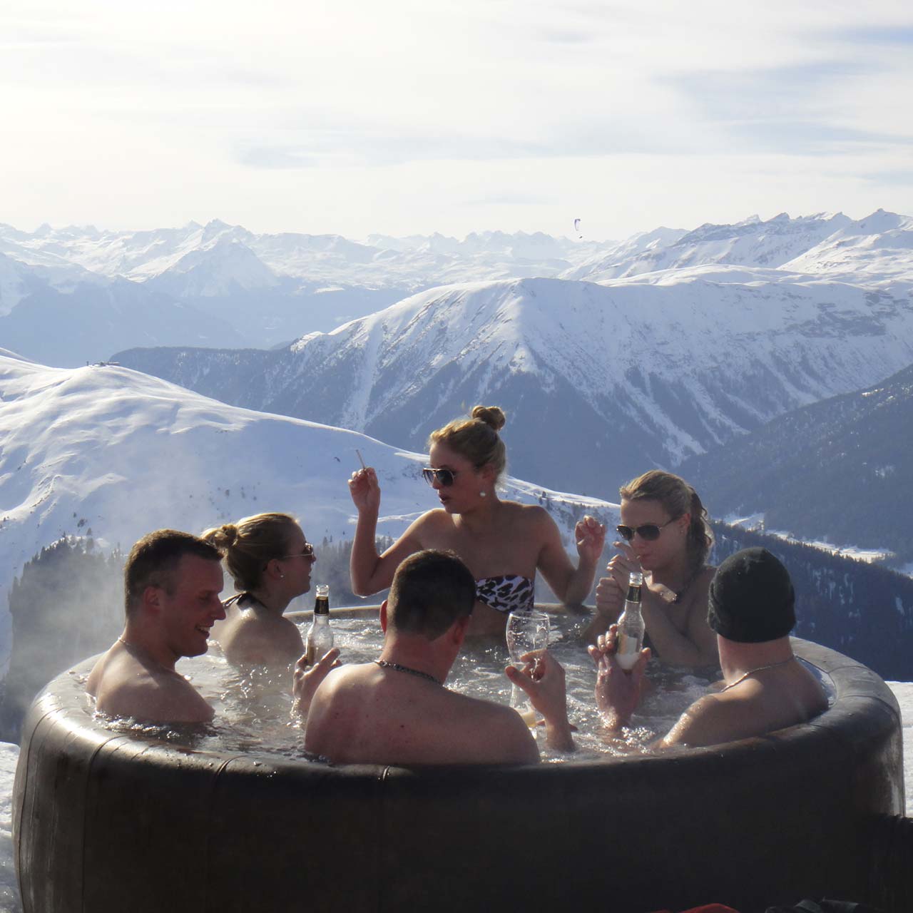 legend softtub in mountain winter setting