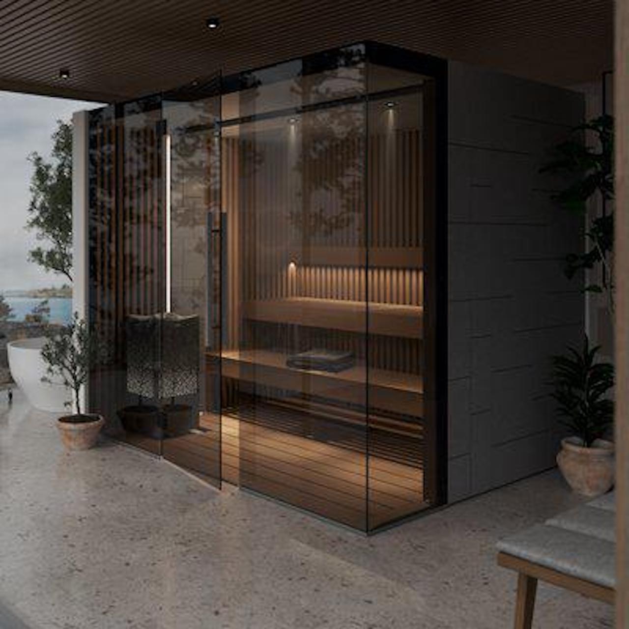 Tylo Reflection Glass Corner Rib Sauna Large